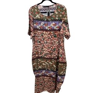 Zanzea Plus Size Short Sleeve Colorful Casual Maxi Dress Pockets Size XXXL